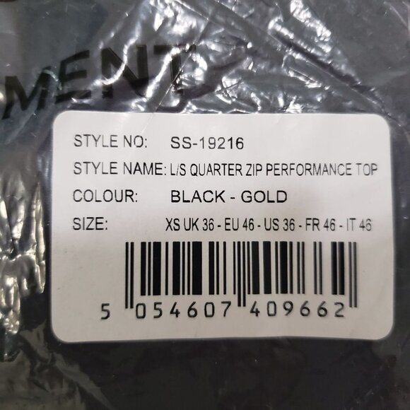 NWT SikSilk L/S Quarter Zip Performance Top - Black & Gold Size XS - Picture 8 of 9